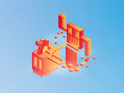 Isometric World Scene demons design illustration isometric red vector