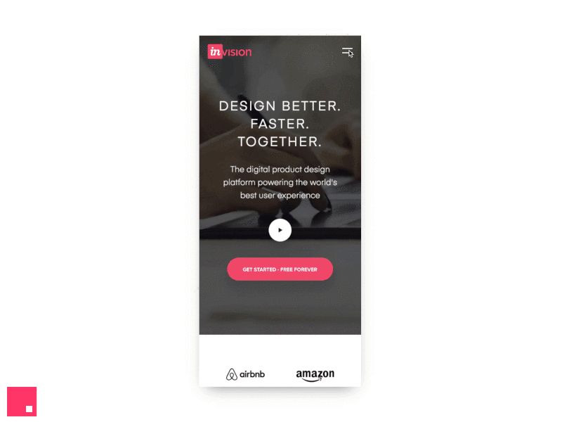 Invision Menu Exploration animation design exploration gif invision menu pink studio white