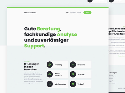 Burzinski Landing Page green it landing page minimal modern redesign ui ux web webdesign