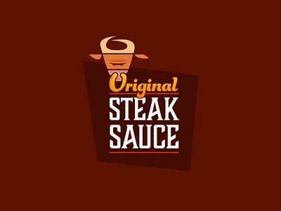 Original Steak Sauce 2d branding bull design flat logo original steak typography vector