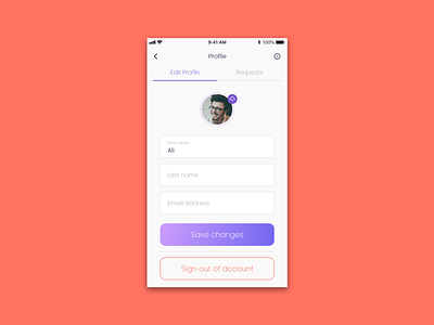 Edit Profile adobexd application design gradient ios iphone location based mobile app purple tab ui ui deisgn ux