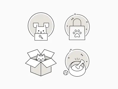 Petmate E-comm Icons - Jeff Zepeda animal bird cat dog dog bowl gray grey icon iconography icons icons design icons pack icons set jeffzepeda paw pet icons symbol