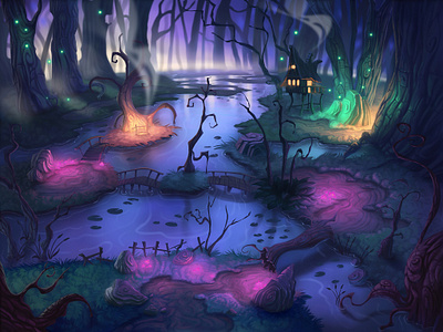 Level Selection background forest illustration level