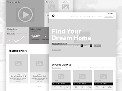 Realty Website Wireframes filters home informative listings posts realtor realty statistics ui ux design website wireframe