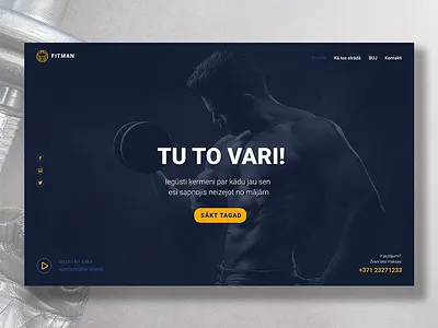First screen of "Fitman" web page adobe photoshop adobe xd design fitness app layoutdesign webdesign