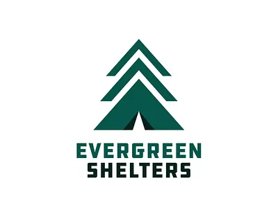 Evergreen Shelters camping draplin evergreen green illustration logo outdoor shelter summer tent thick lines tree vector