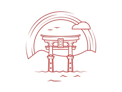 Japan asia dribbble flat histroy icon japan japanese landmark red scene shot stroke travel