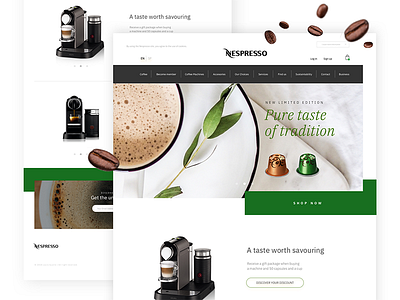Pure taste - Nespresso home landing coffee concept cta design home interface landing landing page design product shop ux ux design