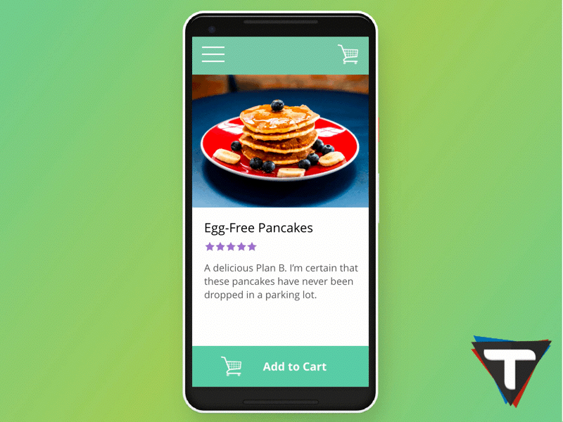 Random Design #4: Add To Cart Animation add to cart animation app button cart design ecommerce gif interaction mobile mobile app mobile app design pancakes shopping ui