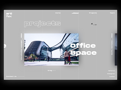 artifex horizontal scroll interface portfolio site studio visualization web works