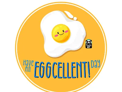 Eggcellent Day art design flat food food art foodpun illustration kawaii typography vector