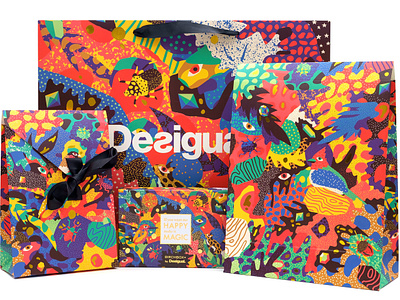 Desigual Holiday Packaging animal kingdom animals botanic botanical colourful dreamworld holiday holidays jungle magic packaging patter psychedelic wrapping wrapping paper