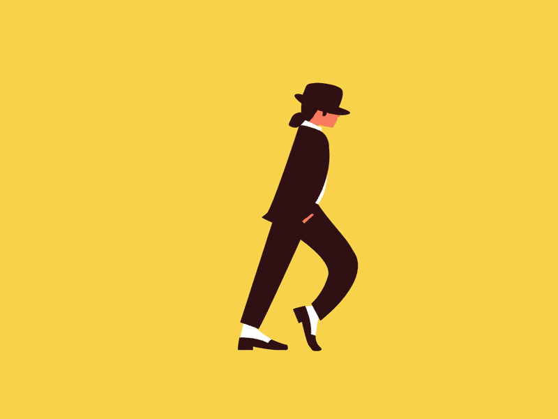 Moonwalk animation character coloful dancer illustration michael jackson