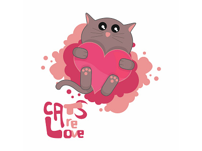 Cats Are Love animal animals cat cute funny heart kawaii love pet pets