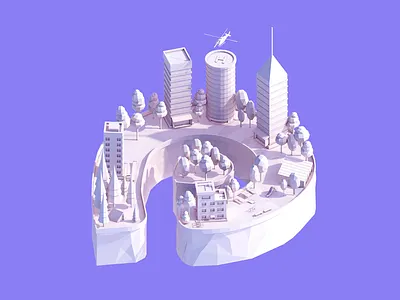 Low Poly Platin Logo Illustration 3d antonmoek buildings c4d cinema4d city design logo low poly lowpoly platin