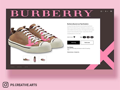 Burberry Sneaker UI Concept ecommerce pink sneakers ui ux website