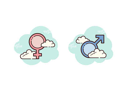 Clouds: Gender Icons clouds female gender icon icon design icons8 illustrator male ui design vector