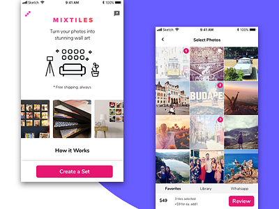 Mixtiles Redesign cards clean app design cro landing page photos product branding ui ux