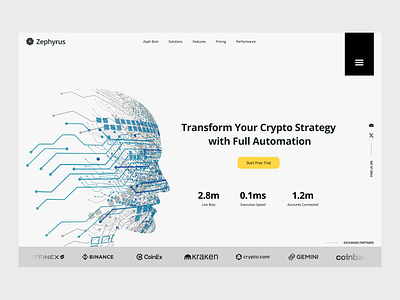 Zephyrus - AI Powered Crypto Bot (Hero Section) financialtechnology ui