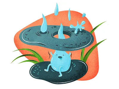 Constant drops wear a stone | 滴水石穿 chinese chineseidiom design flat fourchars hiwow idiom illustration stone vector water