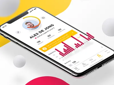 Profile screen activity app design fitness ios level profile skills sport statistics ui ux