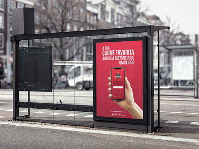 Bus Stop Billboard for Talho 4 Estações App app design billboard billboard design brand branding butcher shop colorful design graphics logo outdoor