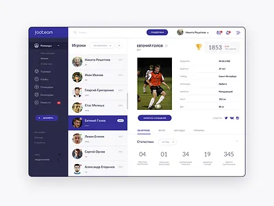 Football Player Dashboard cup dashboard design football soccer sport stat