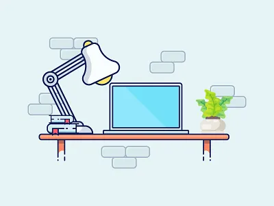 Vector Desktop Illustration design desktop free ilustration lamp laptop vector workspace
