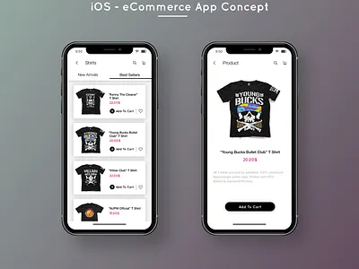 iOS - eCommerce App Concept app branding clean clothes design icon ios iphone item logo mobile product tshirt typography ui ux web website