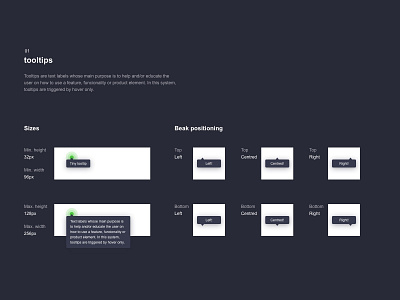 Component specs - Tooltips component component library documentation library sketch specs systems