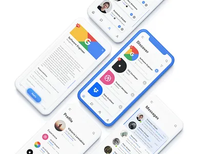 Professional network service app app design minimal ui
