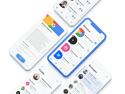 Professional network service app app design minimal ui