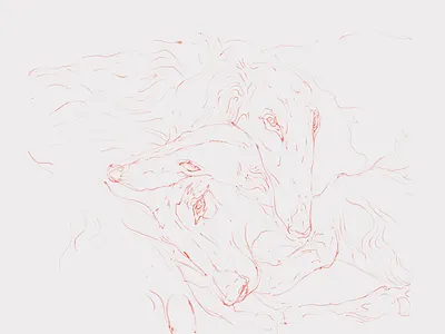 Three dogs art dogs illustration line
