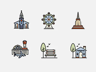 ็Hello City - line color city color design icon illustration line lineal