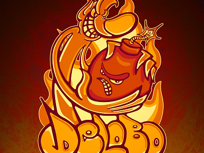 Bomb bomb cartoon character design devil fire hell illustration