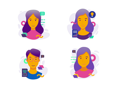 Avatars character design clean design flat illustration people