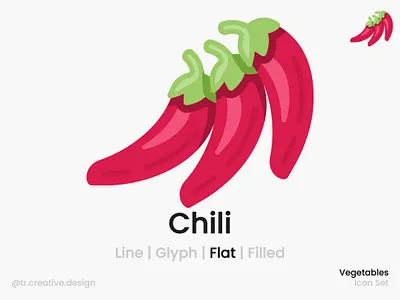 Chili Icon Flat Style farm icon icon design icon set icons illustration