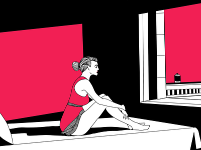 Morning Sun artwork bed bedroom edward hopper famous art illustration morning sun procreate sun woman