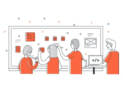 Designers in office colorful illustration illustration design