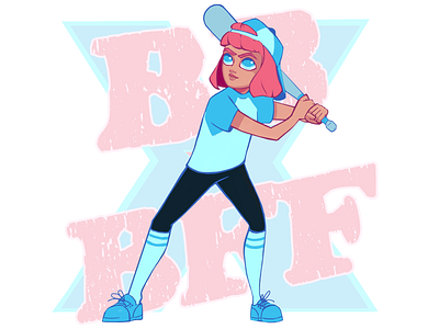 BBxBFF Homerun (Eri) adobe baseball baseball bat character character design cute digital digital painting drawing fun girl illustration painting photoshop sports