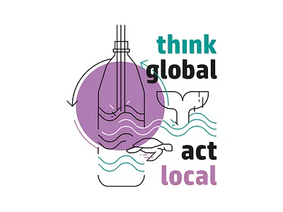 Think Global Act Local bio design geometric illustration saveworld sea thinkglobal turtle vector