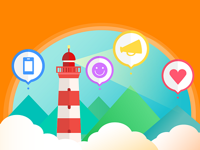 lighthouse Illustration design illustration lighthouse mountain ui