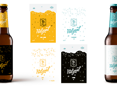 Feelgood (different grades of beer) alcohol beer beer branding blueberry chill coldbeer dark design fresh johnnakd lemon light box logo