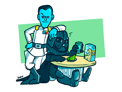 Admiral Thrawn + Darth Vader BFF admiral alliances bff fanart friends illustration lunch milk sith star wars thrawn thrawn alliances vader