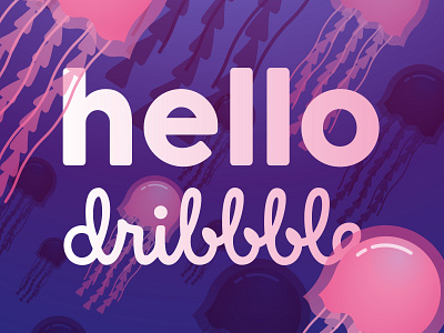 Jello Dribbble first shot hello dribbble hello dribble illustration jellyfish medusa