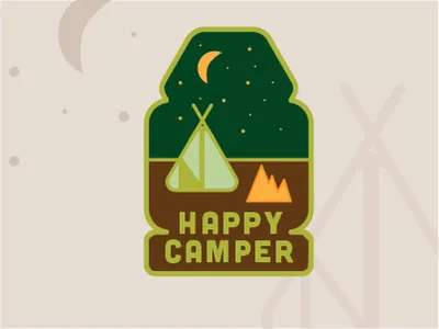 Happy Camper backpacking campfire camping fire happy camper moon night patches stars