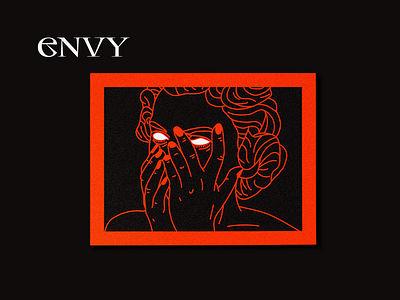 7 Deadly Sins: Envy 😠🙈 deadly design envy graphic harryvector illustration line minimal red sins sticker sticker pack tattoo type typography