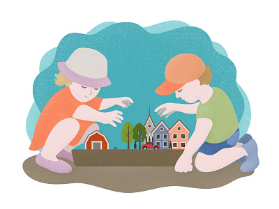 Small Town adobe building child children illustration illustrator play town vector