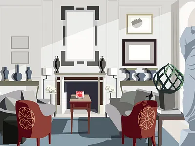 Living Room 1 decor flat furniture illustration illustrator interior light living room style vector