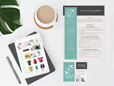 Wickedflower Flatlay branding design flatlay illustrator indesign logo photoshop wickedflowerdesign